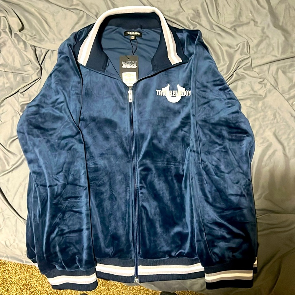Dress Blue Velour Tour Track Jacket